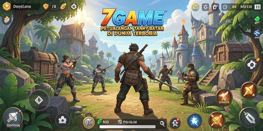 Tangkapan layar gameplay 7GAME menampilkan petualangan di dunia terbuka