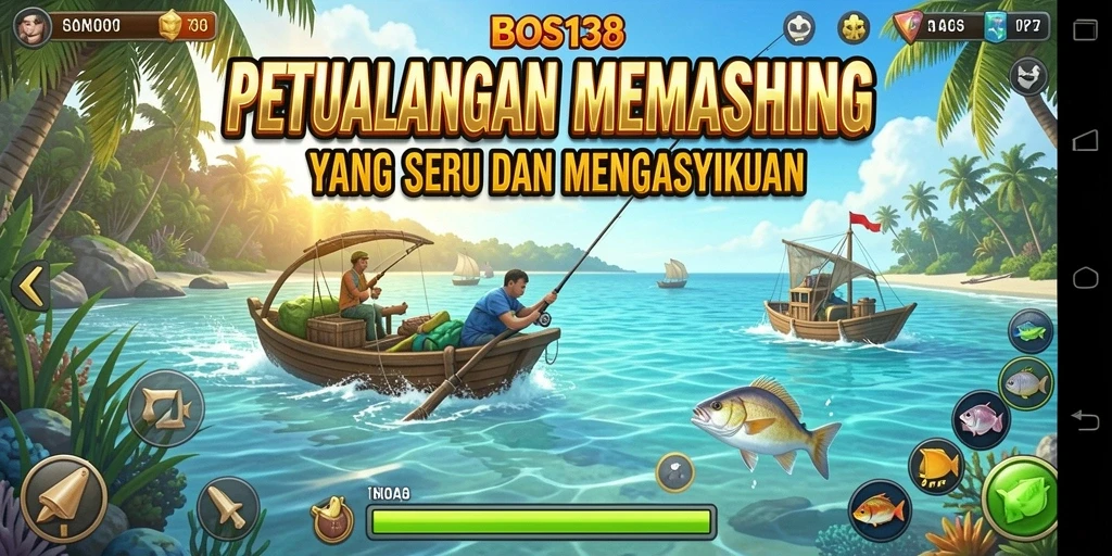 Screenshot gameplay <strong>BOS138</strong> menampilkan petualangan memancing yang seru dan menegangkan.