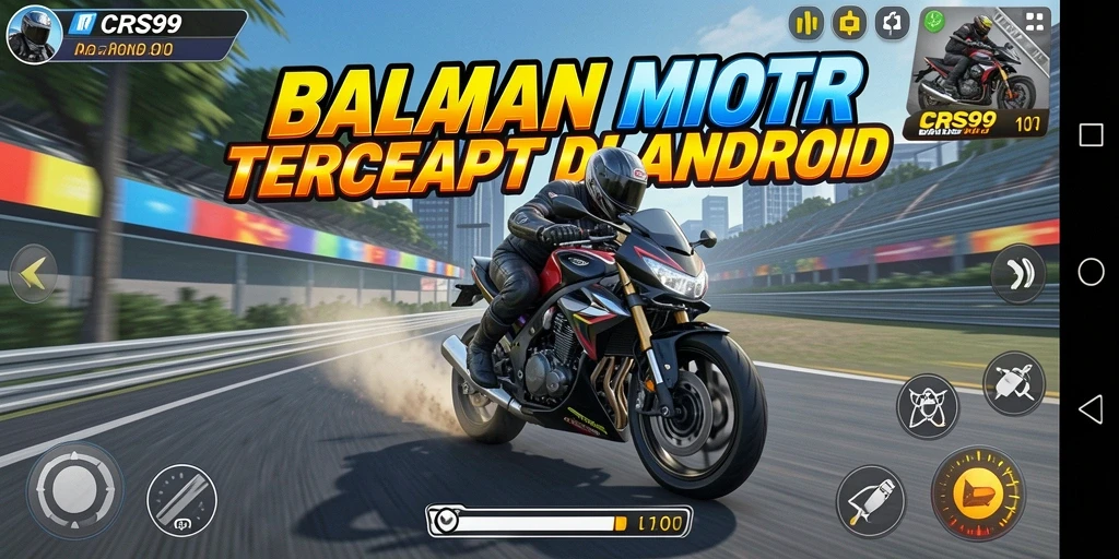 Tampilan gameplay CRS99 dengan balapan motor yang mendebarkan.