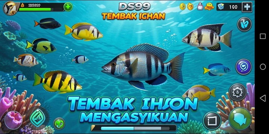 Tangkapan layar gameplay DS99 menampilkan aksi seru Tembak Ikan.