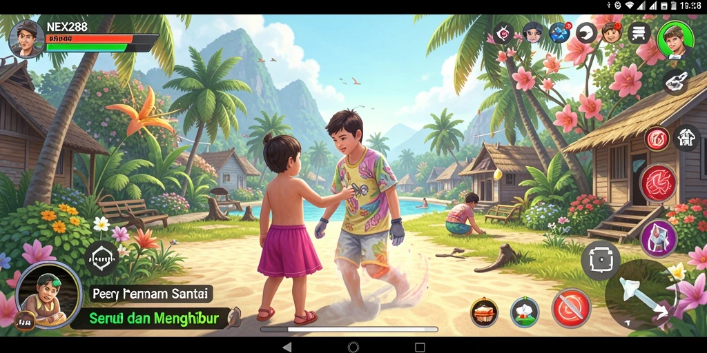 Screenshot gameplay <strong>NEX288</strong> menampilkan karakter lucu dan level yang berwarna-warni.