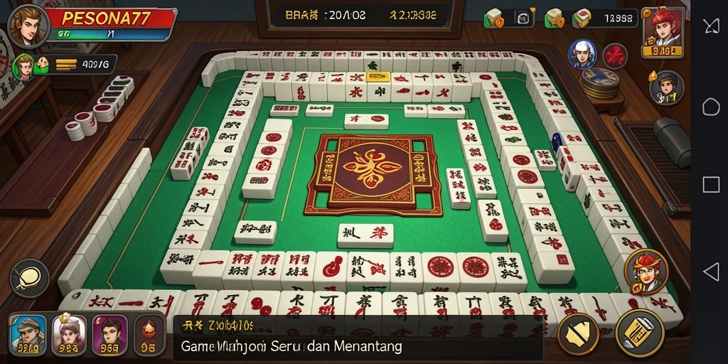 Tampilan gameplay PESONA77 dengan grafis menarik dan papan Mahjong yang bervariasi.
