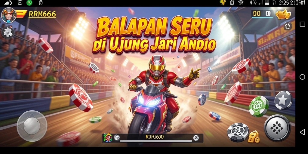 Tampilan gameplay menegangkan dari balapan RR666 yang seru.