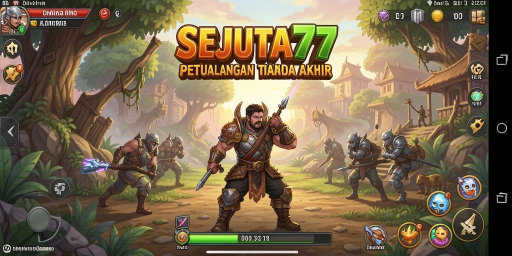 Tampilan penuh warna dari gameplay <strong>SEJUTA77</strong> yang menampilkan pertempuran epik.