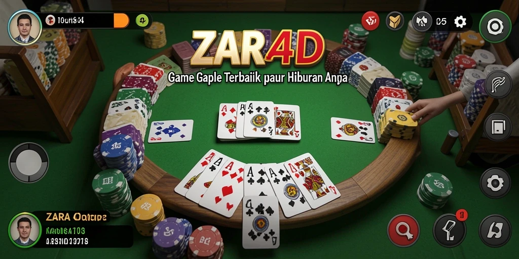 Gambar gameplay ZARA4D yang menggambarkan keseruan permainan Gaple.